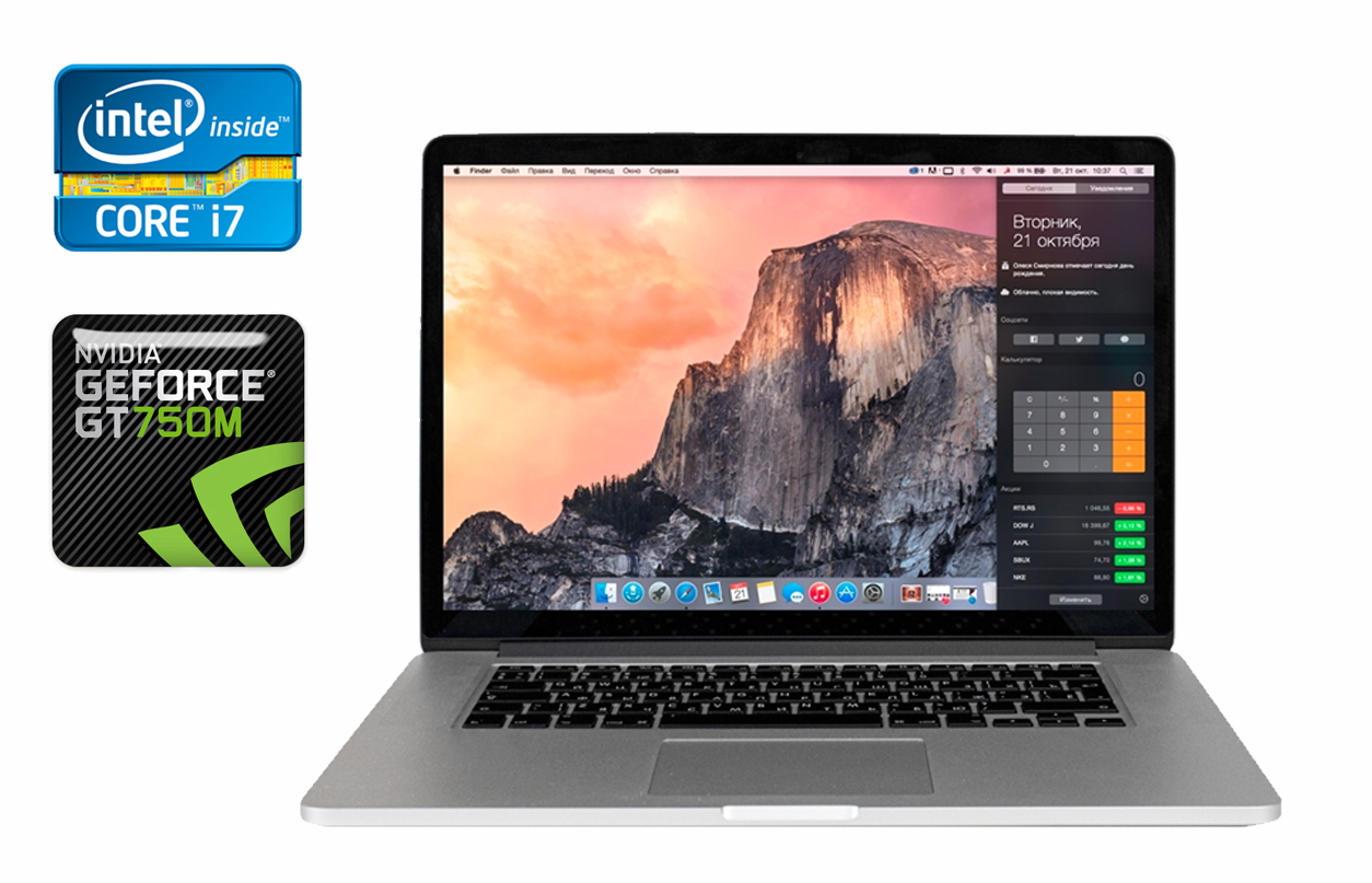 Ультрабук Б-класс Apple MacBook Pro (2013) / 15.4" (2880x1800) IPS / Intel Core i7-4960HQ (4 (8) ядра по 2.6 - 3.8 GHz) / 16 GB DDR3 / 512 GB SSD / nVidia GeForce GT 750M, 2 GB GDDR5, 128-bit / WebCam / Space Gray
Ультрабук Б-класс Apple MacBook Pro (2013) / 15.4" (2880x1800) IPS / Intel Core i7-4960HQ (4 (8) ядра по 2.6 - 3.8 GHz) / 16 GB DDR3 / 512 GB SSD / nVidia GeForce GT 750M, 2 GB GDDR5, 128-bit / WebCam / Space Gray