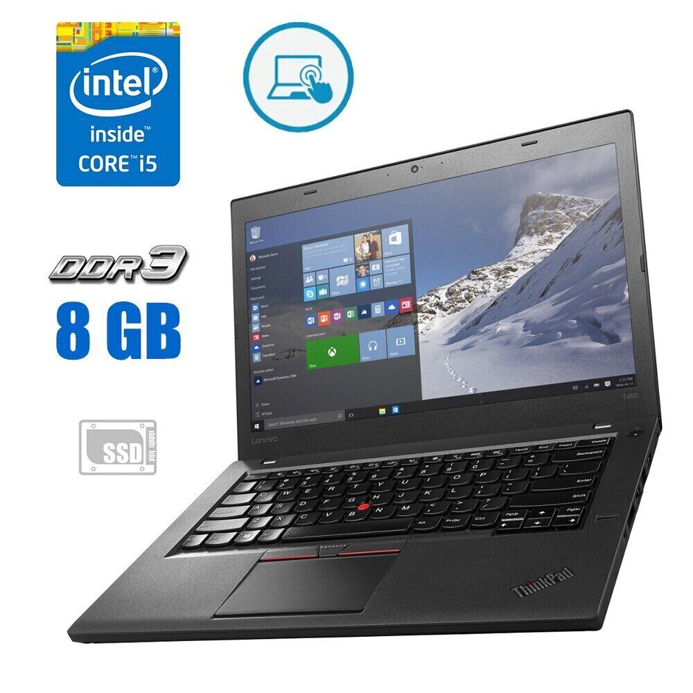 Ноутбук Lenovo ThinkPad T460 / 14" (1920x1080) IPS Touch / Intel Core i5-6300U (2 (4) ядра по 2.4 - 3.0 GHz) / 8 GB DDR3 / 120 GB SSD / Intel HD Graphics 520 / WebCam / Два АКБ
Ноутбук Lenovo ThinkPad T460 / 14" (1920x1080) IPS Touch / Intel Core i5-6300U (2 (4) ядра по 2.4 - 3.0 GHz) / 8 GB DDR3 / 120 GB SSD / Intel HD Graphics 520 / WebCam / Два АКБ