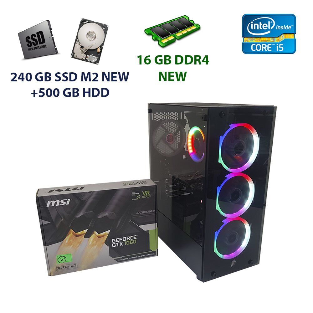 1st Player Rainbow V2-A-R1 (Color LED) Tower NEW / Intel Core i5-6500 (4 ядра по 3.2 - 3.6 GHz) / 16 GB DDR4 NEW / 240 GB SSD M2 NEW+500 GB HDD / nVidia GeForce GTX 1060, 6 GB GDDR5, 192-bit / 700W
1st Player Rainbow V2-A-R1 (Color LED) Tower NEW / Intel Core i5-6500 (4 ядра по 3.2 - 3.6 GHz) / 16 GB DDR4 NEW / 240 GB SSD M2 NEW+500 GB HDD / nVidia GeForce GTX 1060, 6 GB GDDR5, 192-bit / 700W