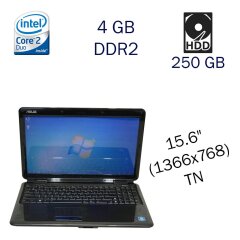 Ноутбук Asus K50IJ / 15.6" (1366x768) TN / Intel Core 2 Duo T6600 (2 ядра по 2.2 GHz) / 4 GB DDR2 / 250 GB HDD / Intel HD Graphics / WebCam / DVD-ROM