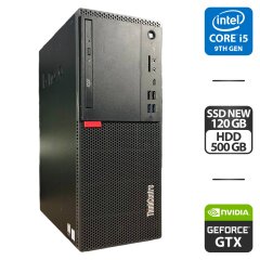Робоча станція Lenovo ThinkCentre M720t Tower / Intel Core i5-9400 (6 ядер по 2.9 - 4.1 GHz) / 16 GB DDR4 / 120 GB SSD NEW + 500 GB HDD / nVidia GeForce GTX 1050 Ti, 4 GB GDDR5, 128-bit / DVD-ROM / HDMI