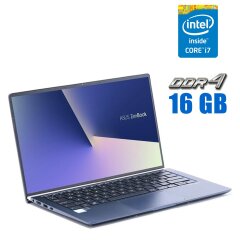 Ультрабук Asus ZenBook UX433F / 14" (1920x1080) IPS / Intel Core i7-8565U (4 (8) ядра по 1.8 - 4.6 GHz) / 16 GB DDR4 / 240 GB SSD / Intel UHD Graphics / WebCam 