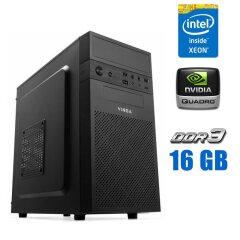 Игровой ПК Vinga CS112B Tower NEW / Intel Xeon E3-1231 v3 (4 (8) ядра по 3.4 - 3.8 GHz) (аналог i7-4770) / 16 GB DDR3 / 256 GB SSD / nVidia Quadro K4200, 4 GB GDDR5, 256-bit