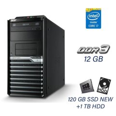 Компьютер Б класс Acer M6630G Tower / Intel Core i7-4770 (4 (8) ядра по 3.4 - 3.9 GHz) / 12 GB DDR3 / 120 GB SSD NEW+1 TB HDD (2x 500 GB HDD) / AMD Radeon HD 7450, 1 GB GDDR3, 64-bit / DVD-ROM