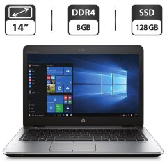Ультрабук Б-класс HP EliteBook 745 G4 / 14" (1366x768) TN / AMD PRO A10-8730B (4 ядра по 2.4 - 3.3 GHz) / 8 GB DDR4 / 128 GB SSD / AMD Radeon R5 Graphics / WebCam / DisplayPort