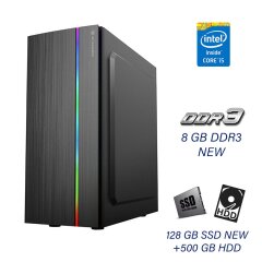 Игровой ПК 2E Gaming Spargo GX10 Black with window (2E-GX910) Tower NEW / Intel Core i5-4590 (4 ядра по 3.3 - 3.7 GHz) / 8 GB DDR3 NEW / 128 GB SSD NEW+500 GB HDD / nVidia GeForce GT 1030, 2 GB GDDR5, 64-bit NEW / GM-400W-PFC 400W bulk NEW