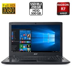 Ноутбук Б-класс Acer Aspire E5-553 / 15.6" (1920x1080) TN / AMD FX-9800P (4 ядра 2.7 - 3.6 GHz) / 16 GB DDR4 / 256 GB SSD M.2 + 500 GB HDD / AMD Radeon R7 M340, 2 GB GDDR3, 64-bit / WebCam / HDMI