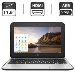 Нетбук Б-класс HP ChromeBook 11 G4 / 11.6" (1366x768) TN / Intel Celeron N2840 (2 ядра по 2.16 - 2.58 GHz) / 4 GB DDR3 / 16 GB eMMC / Intel HD Graphics / WebCam / USB 3.0 / Chrome OS