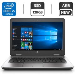 Ноутбук Б-класс HP ProBook 640 G1 / 14" (1366x768) TN / Intel Core i5-4300M (2 (4) ядра по 2.6 - 3.3 GHz) / 8 GB DDR3 / 128 GB SSD / Intel HD Graphics 4600 / WebCam / DVD-ROM / АКБ NEW