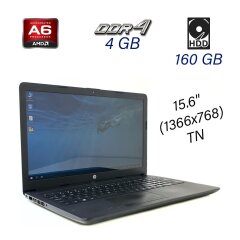 Ноутбук HP 15-db0011dx / 15.6" (1366x768) TN / AMD A6-9225 (2 ядра по 2.6 - 3.0 GHz) / 4 GB DDR4 / 160 GB HDD / AMD Radeon R4 Graphics / WebCam