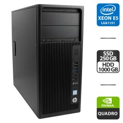 Рабочая станция HP Z240 Workstation Tower / Intel Xeon E3-1280 v5 (4 (8) ядра по 3.7 - 4.0 GHz) / 8 GB DDR4 / 250 GB SSD + 1000 GB HDD / nVidia Quadro M4000, 8 GB GDDR5, 256-bit / DVD-ROM / DispalyPort