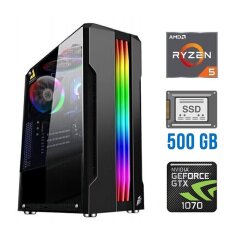 Ігровий ПК / AMD Ryzen 5 3600 (6 (12) ядер по 3.6 - 4.2 GHz) NEW / 16 GB DDR4 NEW / 500 GB SSD NEW / nVidia GeForce GTX 1070, 8 GB GDDR5, 256-bit / 500W NEW