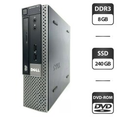Компьютер Б-класс Dell OptiPlex 790 USFF / Intel Core i3-2100 (2 (4) ядра по 3.1 GHz) / 8 GB DDR3 / 240 GB SSD / Intel HD Graphics 2000 / DVD-ROM / VGA