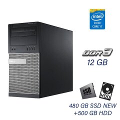 Компьютер Dell OptiPlex 9020 Tower / Intel Core i7-4770 (4 (8) ядра по 3.4 - 3.9 GHz) / 12 GB DDR3 / 480 GB SSD NEW+500 GB HDD / nVidia GeForce GT 730, 2 GB DDR3, 128-bit / DVD-ROM