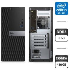 Комп'ютер Dell OptiPlex 3040 Tower / Intel Core i3-6100 (2 (4) ядра по 3.7 GHz) / 8 GB DDR3 / 480 GB SSD / Intel HD Graphics 530 / Windows 10 Pro + Перехідник з DisplayPort на (VGA, DVI на вибір