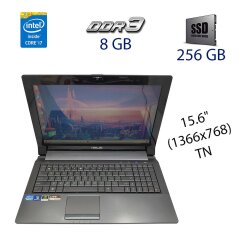 Ігровий ноутбук Asus N53S / 15.6" (1366x768) TN / Intel Core i7-2630QM (4 (8) ядра по 2.0 - 2.9 GHz) / 8 GB DDR3 / 256 GB SSD / nVidia GeForce GT 540M, 1 GB DDR3, 128-bit / WebCam / DVD-ROM / HDMI