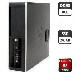 Комп'ютер ПК HP Compaq Pro 6300 SFF / Intel Core i5-2400 (4 (8) ядра по 3.1 - 3.4 GHz) / 8 GB DDR3 / 240 GB SSD / AMD Radeon R7 250, 2 GB GDDR3, 128-bit / DVI + Перехідник з VGA на DVI