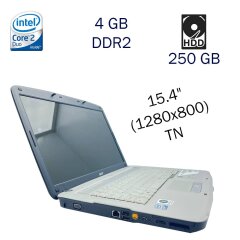 Ноутбук Б класс Acer Aspire 5720 / 15.4" (1280x800) TN / Intel Core 2 Duo T7500 (2 ядра по 2.2 GHz) / 4 GB DDR2 / 250 GB HDD / Intel HD Graphics / АКБ не держит