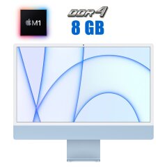 Новий моноблок Apple iMac 24 M1 / 24" (4480x2520) IPS / Apple M1 (8 ядерный по 3.2 GHz) / 8 GB DDR4 / 256 GB SSD / Apple M1 Graphics / WebCam / WiFi / Blue 