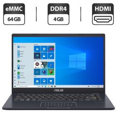 Новый ультрабук Asus Laptop E410-M / 14" (1366x768) TN / Intel Celeron N4020 (2 ядра по 1.1 - 2.8 GHz) / 4 GB DDR4 / 64 GB eMMC / Intel UHD Graphics 600 / WebCam