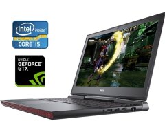 Игровой ноутбук Dell Inspiron 15 Gaming 7567 / 15.6" (1920x1080) IPS / Intel Core i5-7300HQ (4 ядра по 2.5 - 3.5 GHz) / 8 GB DDR4 / 128 GB SSD M.2 + 1000 GB HDD / nVidia GeForce GTX 1050, 4 GB GDDR5, 128-bit / WebCam