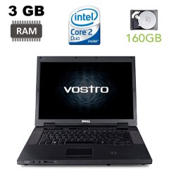 Ноутбук Dell Vostro 1520 / 15.4" (1440х900) TN / Intel Core 2 Duo T6670 (2 ядра по 2.2GHz) / 3 GB DDR2 / 160 GB HDD / DVD-RW / Wi-Fi / Windows 10 / АКБ не держит