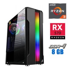 Ігровий ПК Tower NEW / AMD Ryzen 3 4100 (4 (8) ядра по 3.8 - 4.0 GHz) NEW / 8 GB DDR4 NEW / 240 GB SSD NEW / AMD Radeon RX 570, 4 GB GDDR5, 256-bit / 500W NEW