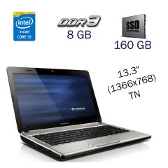 Ноутбук Lenovo IdeaPad Z360 / 13.3" (1366x768) TN / Intel Core i5-450M (2 (4) ядра по 2.66 - 2.4 GHz) / 8 GB DDR3 / 160 GB SSD / nVidia GeForce 310M, 512 MB GDDR3, 64-bit / WebCam / Windows 10 Pro LIC