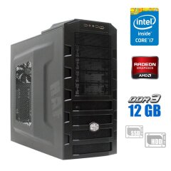 Комп'ютер Cooler Master HAF 922 Tower / Intel Core i7-950 (4 (8) ядра по 3.06 - 3.33 GHz) / 12 GB DDR3 / 120 GB SSD + 1000 GB HDD / AMD Radeon X1650, 256 MB GDDR3, 64-bit / DVD-RW / 1000W 