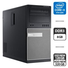 Компьютер Dell OptiPlex 9020 Tower / Intel Core i5-4570 (4 ядра по 3.2 - 3.6 GHz) / 8 GB DDR3 / 120 GB SSD NEW + 320 GB HDD NEW / Intel HD Graphics 4600 / VGA