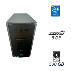 Компьютер MSI Tower / Intel Core i7-860 (4 (8) ядра по 2.8 - 3.46 GHz) / 8 GB DDR3 / ASUS GT 420, 2 GB DDR3, 128-bit / 500 GB HDD / HDMI / DVI