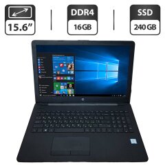 Ноутбук HP 15-bs004n / 15.6" (1366x768) TN / Intel Core i3-6006U (2 (4) ядра по 2.0 GHz) / 16 GB DDR4 / 240 GB SSD / Intel HD Graphics 520 / WebCam / VGA