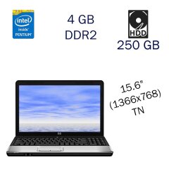 Ноутбук HP G61 / 15.6" (1366x768) TN / Intel Pentium T4400 (2 ядра по 2.2 GHz) / 4 GB DDR2 / 250 GB HDD / nVidia GeForce G103M, 512 MB DDR2, 64-bit / WebCam / DVD-ROM