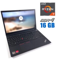 Ноутбук Lenovo ThinkPad E15 / 15.6" (1920x1080) IPS / AMD Ryzen 7 4700U (8 ядер по 2.0 - 4.1 GHz) / 16 GB DDR4 / 256 GB SSD / AMD Radeon Vega 7 / WebCam 