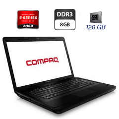 Ноутбук Б-клас HP Compaq Presario CQ57 / 15.6" (1366x768) TN / AMD E300 (2 ядра по 1.3 GHz) / 8 GB DDR3 / 120 GB SSD / AMD Radeon HD 6310 Graphics / WebCam / DVD-ROM / VGA