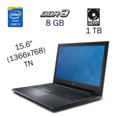 Ноутбук Dell Inspiron 3542 / 15.6" (1366х768) TN / Intel Core i7-4510U (2 (4) ядра по 2.0 - 3.1 GHz) / 8 GB DDR3 / 1 TB HDD / nVidia GeForce 840M, 2 GB DDR3, 64-bit / WebCam / DVD-ROM / Windows 10 Pro LIC