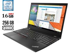 Ноутбук Б-клас Lenovo ThinkPad T580 / 15.6" (1920x1080) IPS / Intel Core i7-8550U (4 (8) ядра по 1.8 - 4.0 GHz) / 16 GB DDR4 / 256 GB SSD M.2 / Intel UHD Graphics 620 / WebCam / Fingerprint / USB 3.1 / HDMI