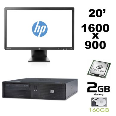 HP RP5700 SFF / Intel Core 2 Duo E7500 (2 ядра по 2.93GHz) / 4GB RAM / 160GB HDD + Монитор HP E201 / 20' / 1600x900 / VGA, DVI, DisplayPort
