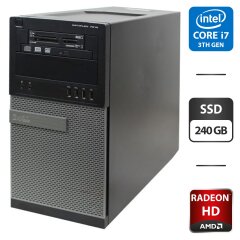 Компьютер Dell OptiPlex 7010 Tower / Intel Core i7-3770 (4 (8) ядра по 3.4 - 3.9 GHz) / 8 GB DDR3 / 240 GB SSD / AMD Radeon HD 6450, 1 GB GDDR3, 64-bit / DVD-ROM / DVI