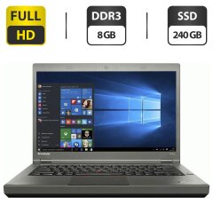Ноутбук Lenovo ThinkPad T440p / 14" (1920x1080) TN / Intel Core i7-4600M (2 (4) ядра по 2.9 - 3.6 GHz) / 8 GB DDR3 / 240 GB SSD / Intel HD Graphics 4600 / VGA
