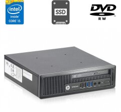 Неттоп HP EliteDesk 800 G1 USFF / Intel Core i5-4690S (4 ядра по 3.2 - 3.9 GHz) / 4 GB DDR3 / 240 GB SSD / Intel HD Graphics 4600 / DVD-RW / DisplayPort + Блок питания