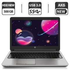 Ноутбук Б-класс HP ProBook 655 G1 / 15.6" (1366x768) TN / AMD A6-5350M (2 ядра по 2.9 - 3.5 GHz) / 8 GB DDR3 / 500 GB HDD NEW / AMD Radeon HD 8450G Graphics / DVD-ROM / АКБ NEW / Windows 10 Pro