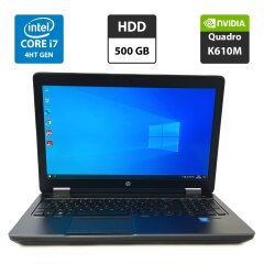 Мобильная рабочая станция HP ZBook 15 / 15.6" (1920x1080) IPS / Intel Core i7-4700MQ (4 (8) ядра по 2.4 - 3.4 GHz) / 8 GB DDR3 / 500 GB HDD / nVidia Quadro K610M, 1 GB GDDR5, 64-bit / WebCam / DVD-ROM