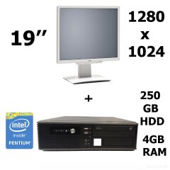 MSI SFF / Intel Pentium G2030 (2 ядра по 3.0GHz) / 4 GB DDR3 / 250 GB HDD / DVD / USB 3.0 , SATA 3.0, PCI Express 3.0 + Монітор Fujitsu-Siemens B19-6 LED / 19'' / 1280х1024 / вбудовані колонки