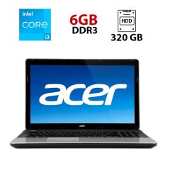 Ноутбук Acer Aspire E1-531G / 15.6" (1366x768) TN / Intel Core i3-2350M (2 (4) ядра по 2.3 GHz) / 6 GB DDR3 / 320 GB HDD / nVidia GeForce 610M, 1 GB GDDR3, 64-bit / WebCam