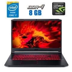 Игровой ноутбук Acer Nitro 5 AN515-54 / 15.6" (1920x1080) IPS / Intel Core i7-9750H (6 (12) ядра по 2.6 - 4.5 GHz) / 8 GB DDR4 / 240 GB SSD / nVidia GeForce GTX 1660 Ti, 6 GB GDDR6, 192-bit / WebCam 