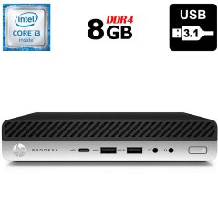 Неттоп HP ProDesk 600 G3 Mini USFF / Intel Core i3-6100T (2 (4) ядра по 3.2 GHz) / 8 GB DDR4 / no HDD / Intel HD Graphics 530 / DisplayPort + Блок питания