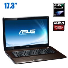 Ноутбук Б-класс Asus X72DR / 17.3" (1600x900) TN / AMD Phenom II X3 N830 (3 ядра по 2.1 GHz) / 4 GB DDR3 / 250 GB HDD / AMD Radeon HD 5470, 1 GB DDR3, 64-bit / WebCam / DVD-ROM / АКБ не держит