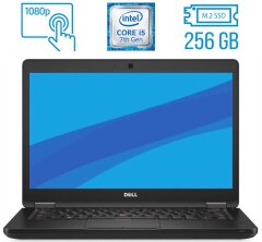 Ноутбук Dell Latitude 5480 / 14" (1920x1080) IPS Touch / Intel Core i5-7200U (2 (4) ядра по 2.5 - 3.1 GHz) / 8 GB DDR4 / 256 GB SSD M.2 / Intel HD Graphics 620 / WebCam / Fingerprint / USB 3.1 / HDMI / Windows 10 лицензия