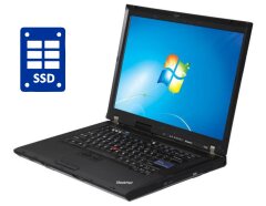 Ноутбук Lenovo ThinkPad R500 / 15.6" (1024x768) TN / Intel Core 2 Duo P8400 (2 ядра по 2.3 GHz) / 4 GB DDR2 / 120 GB SSD / AMD Radeon HD 3470, 128 MB DDR2, 64-bit / WebCam / DVD-ROM / Win 10 Pro